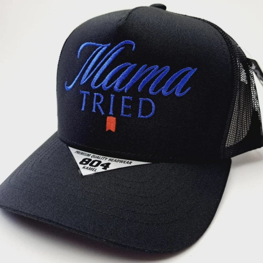 Mama Tried USA Embroidery Retro Vintage Style Trucker Cap Hat Funny Gift Gag Cap - Picture 6 of 15